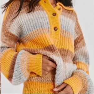 Something Navy Striped Henley Sweater